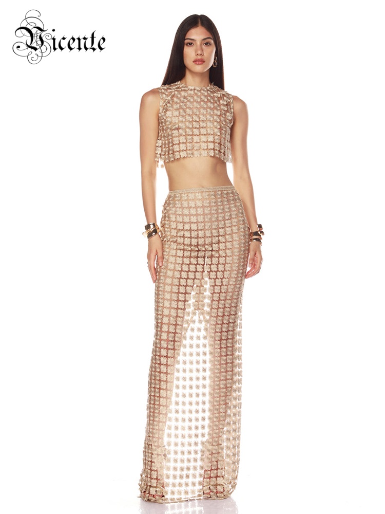 VC Stylish Beige Sleeveless Cr - Crop Top Crochet avaliação e preço