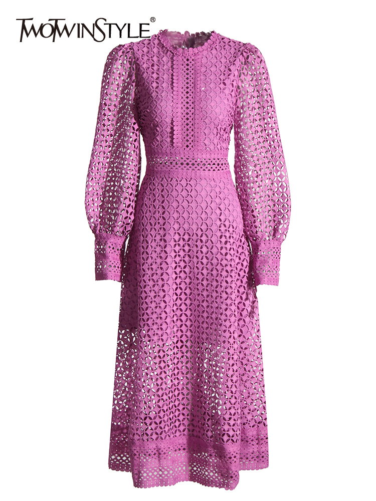 TWOTWINSTYLE Embroidery Cut Ou - Linen Dress Wrap avaliação e preço