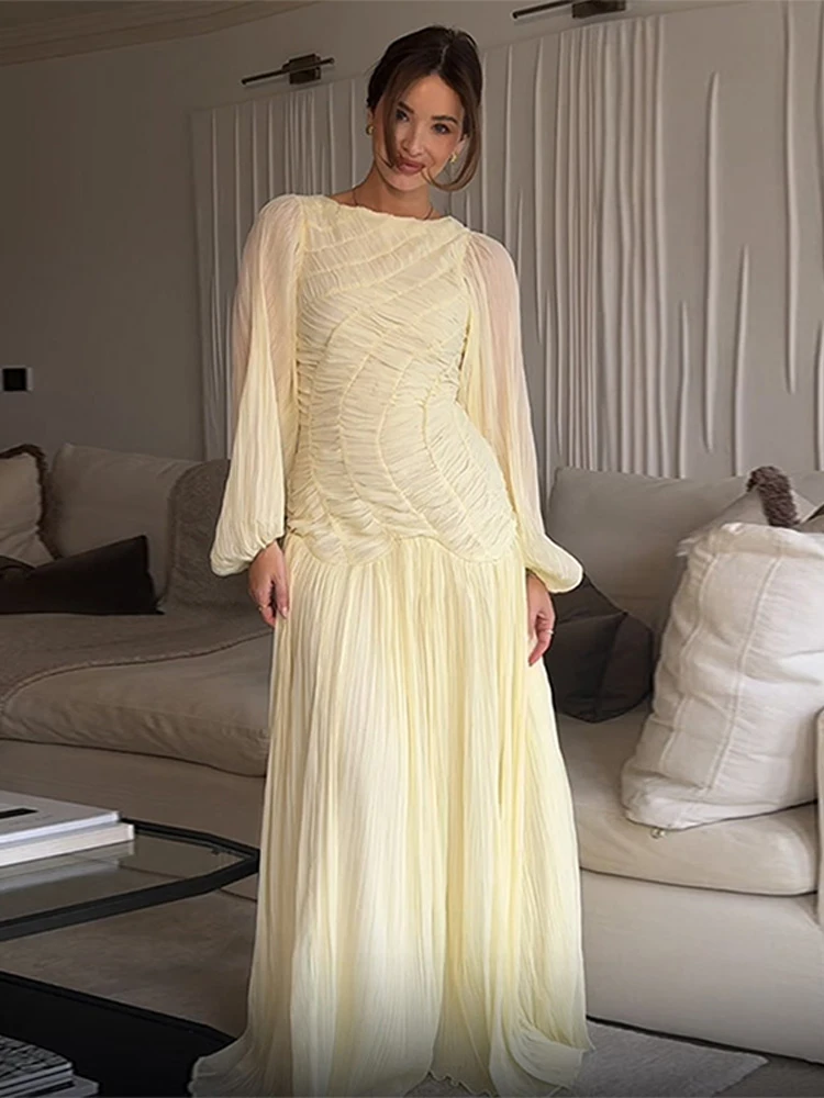 BWQ Elegant Chiffon Pleated Lo - Linen Dress Wrap avaliação e preço