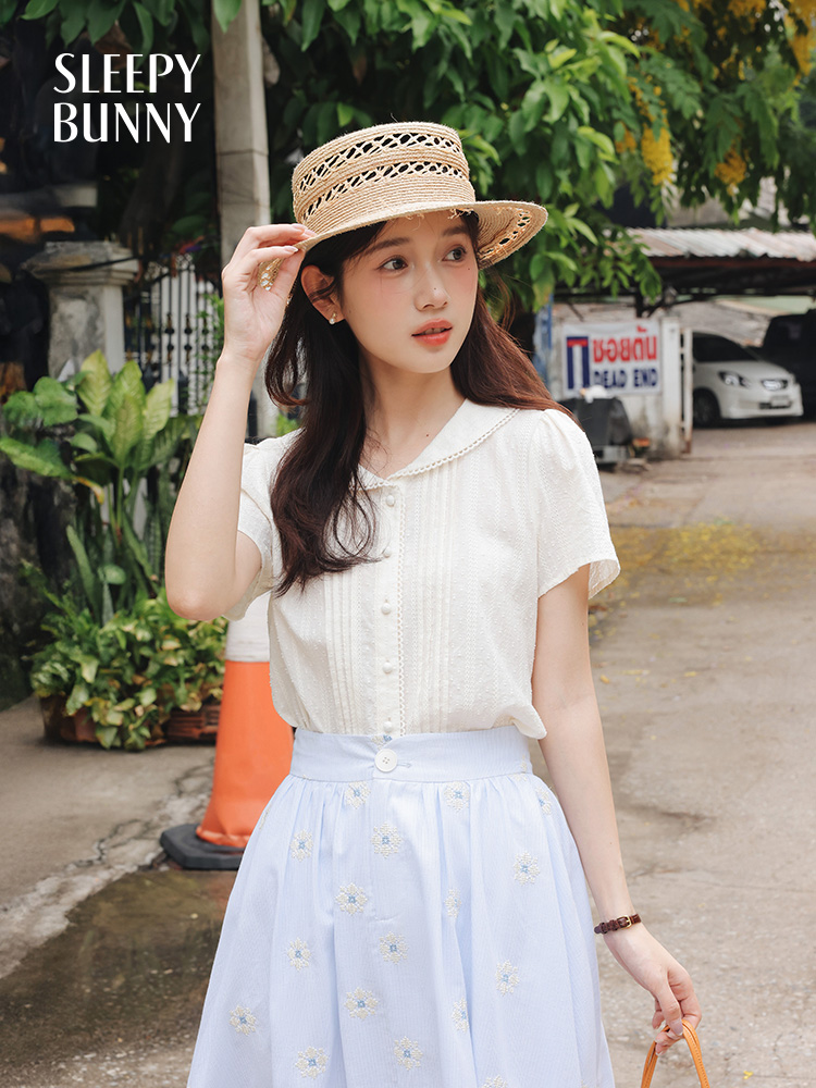 Vintage White Shirt Floral Emb - Midi Skirt Floral avaliação e preço