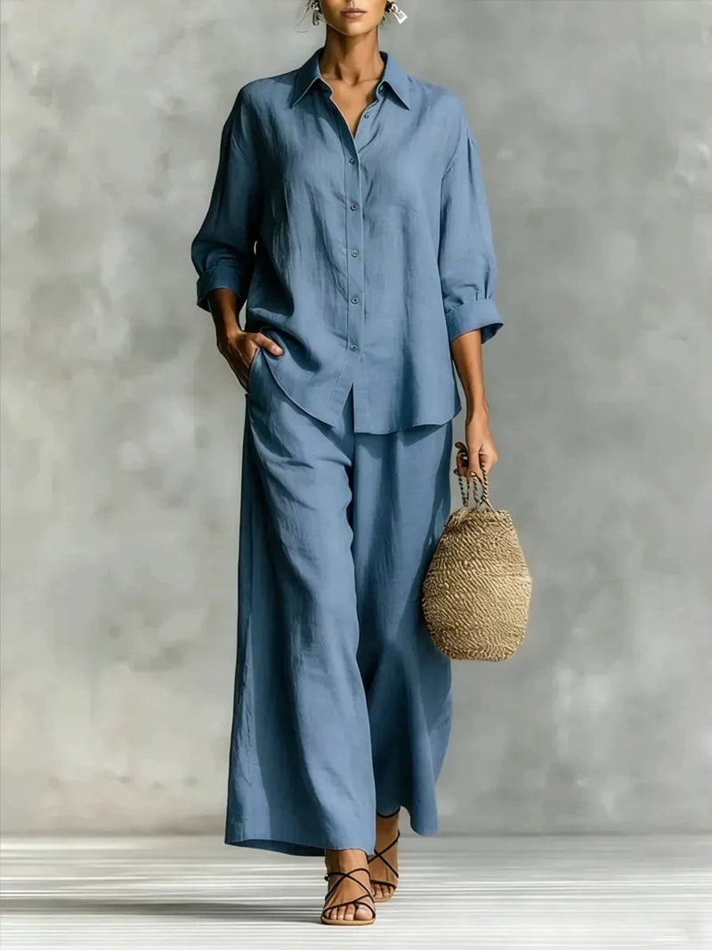 Women's New 7-Sleeve Shirt & W - Linen Pant Wide avaliação e preço