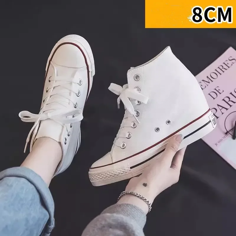 High 8cm Platform Canvas Shoes - Wedge Espadrille Women avaliação e preço