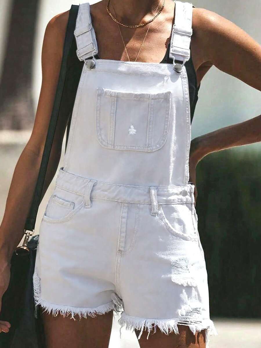 Womens White Distressed Denim  - Shorts Denim Frayed avaliação e preço