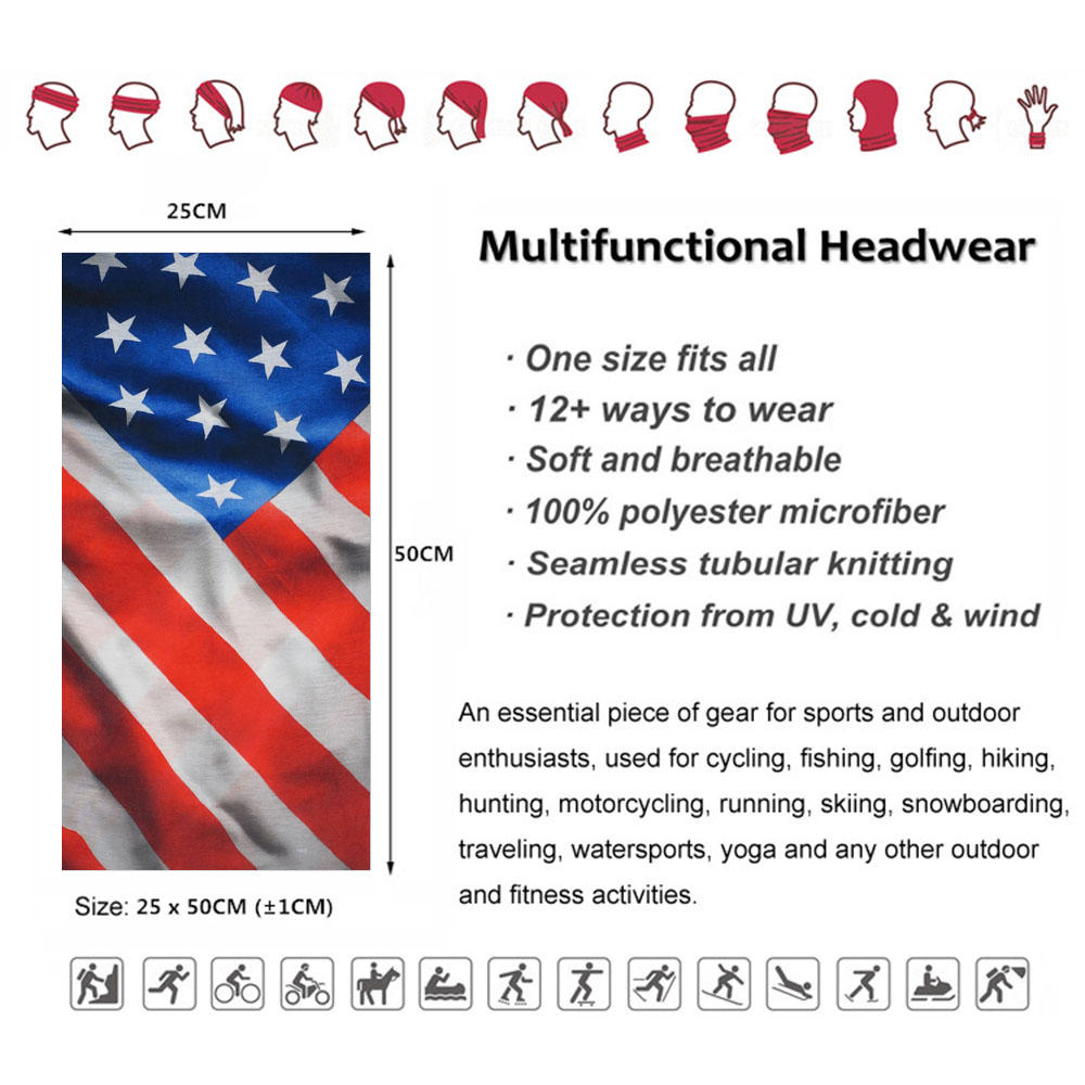 USA Flag Pattern Sun Protectiv - Headband Summer Knit avaliação e preço