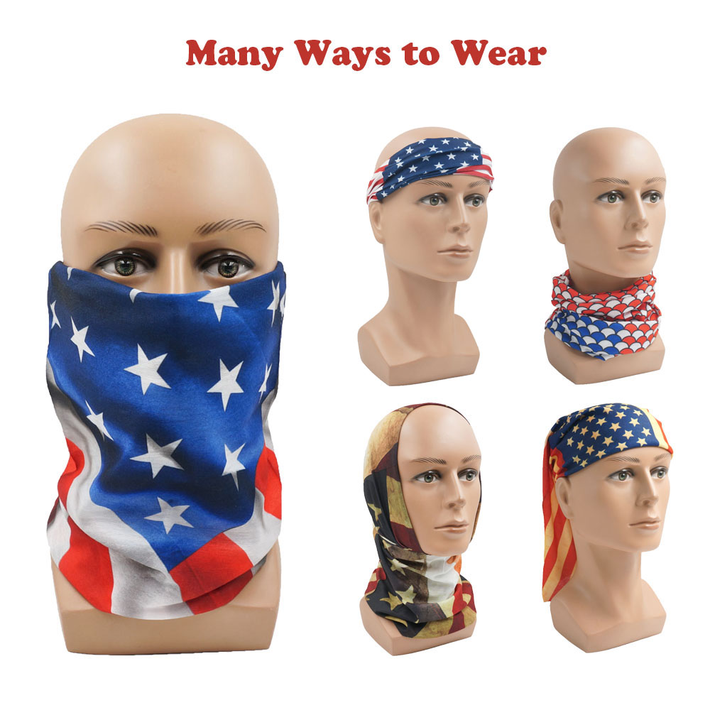 USA Flag Pattern Sun Protectiv - Headband Summer Knit avaliação e preço