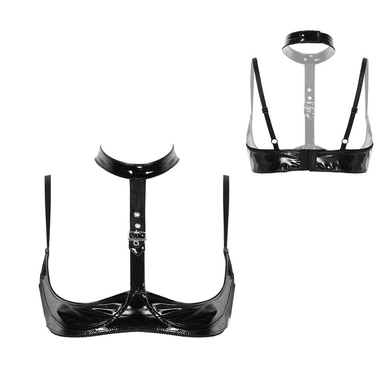 Womens Patent Leather Lingerie - Bralette Triangle Set avaliação e preço