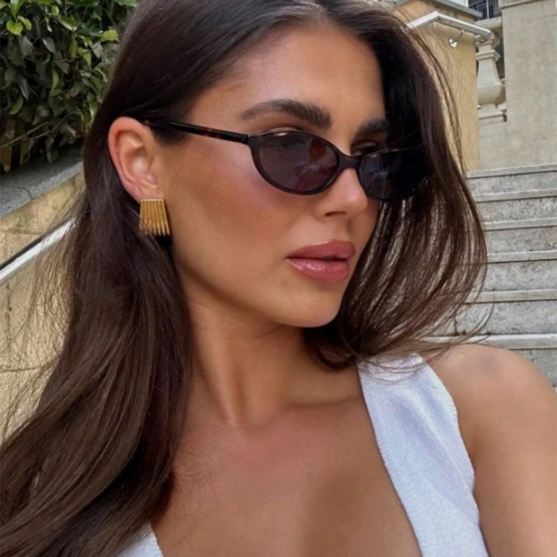 Retro Oval Frame Sunglasses Fa - Sunglasses Cat Eye avaliação e preço