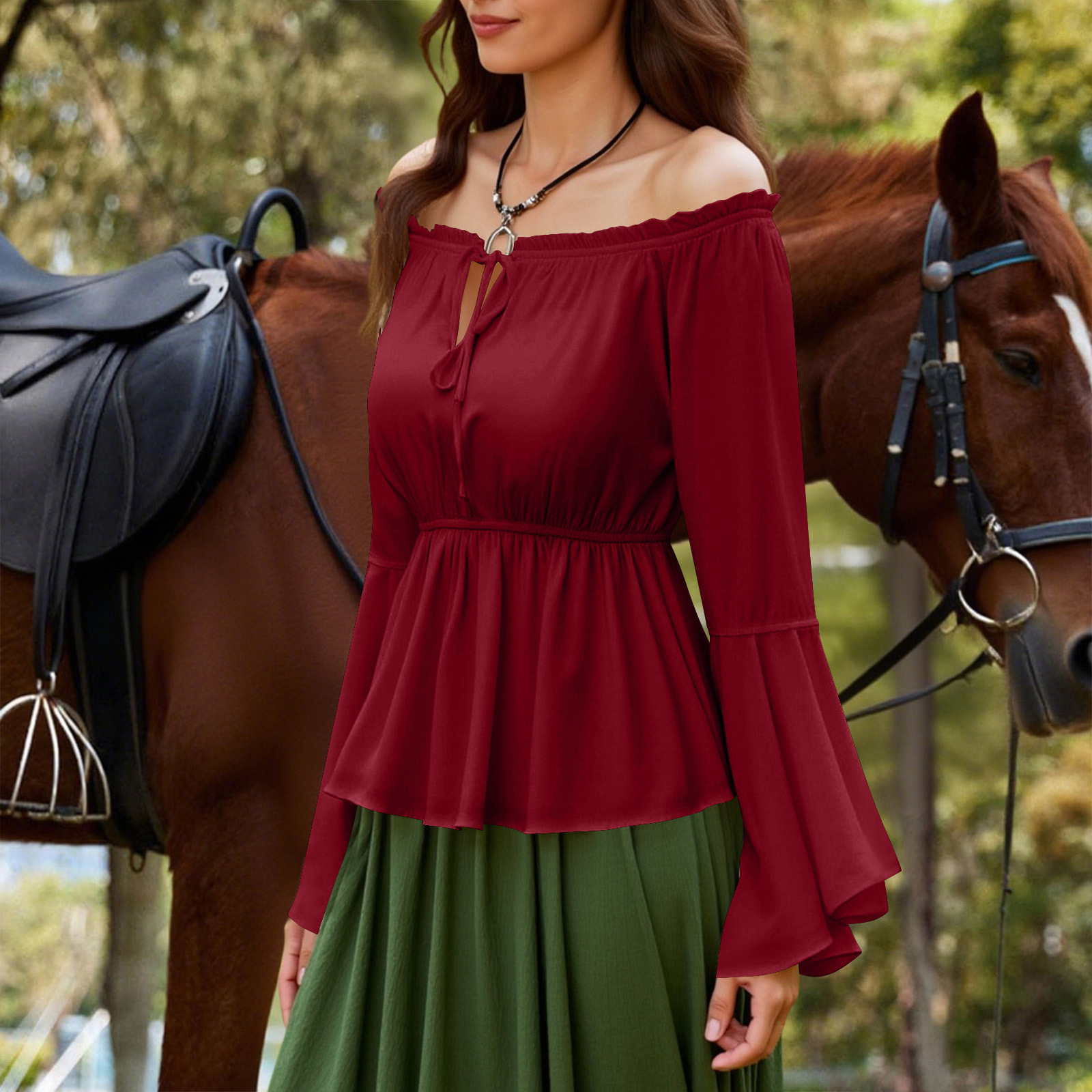 Womens Blouse Gothic Renaissan - Blouse Off Shoulder avaliação e preço