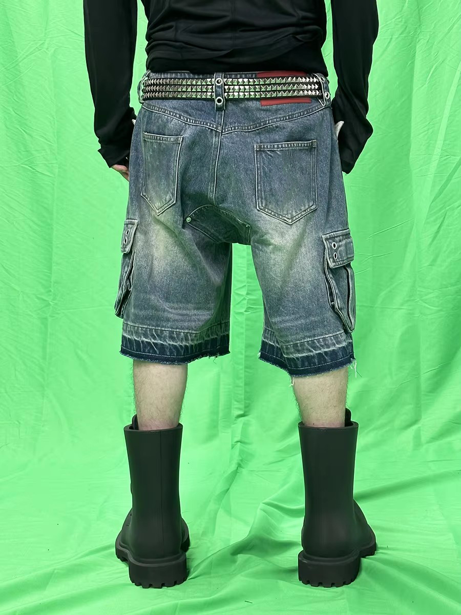 REDDACHIC Men Big Pockets Whis - Shorts Denim Frayed avaliação e preço
