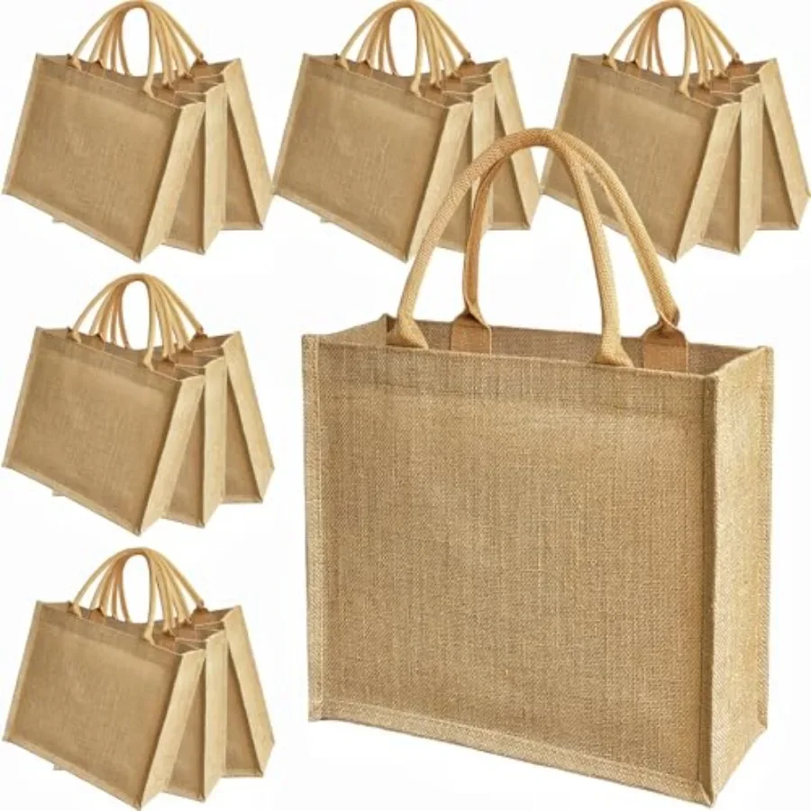15 Pack Burlap Tote Bags 12x12 - Tote Bag Beach avaliação e preço