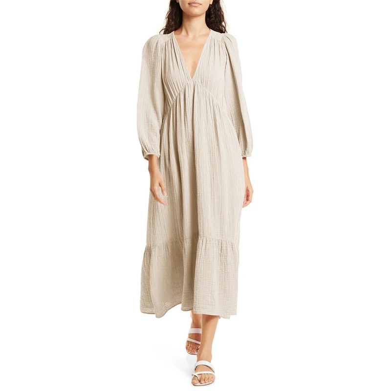 Muslin 100% Cotton Long Sleeve - Linen Dress Wrap avaliação e preço