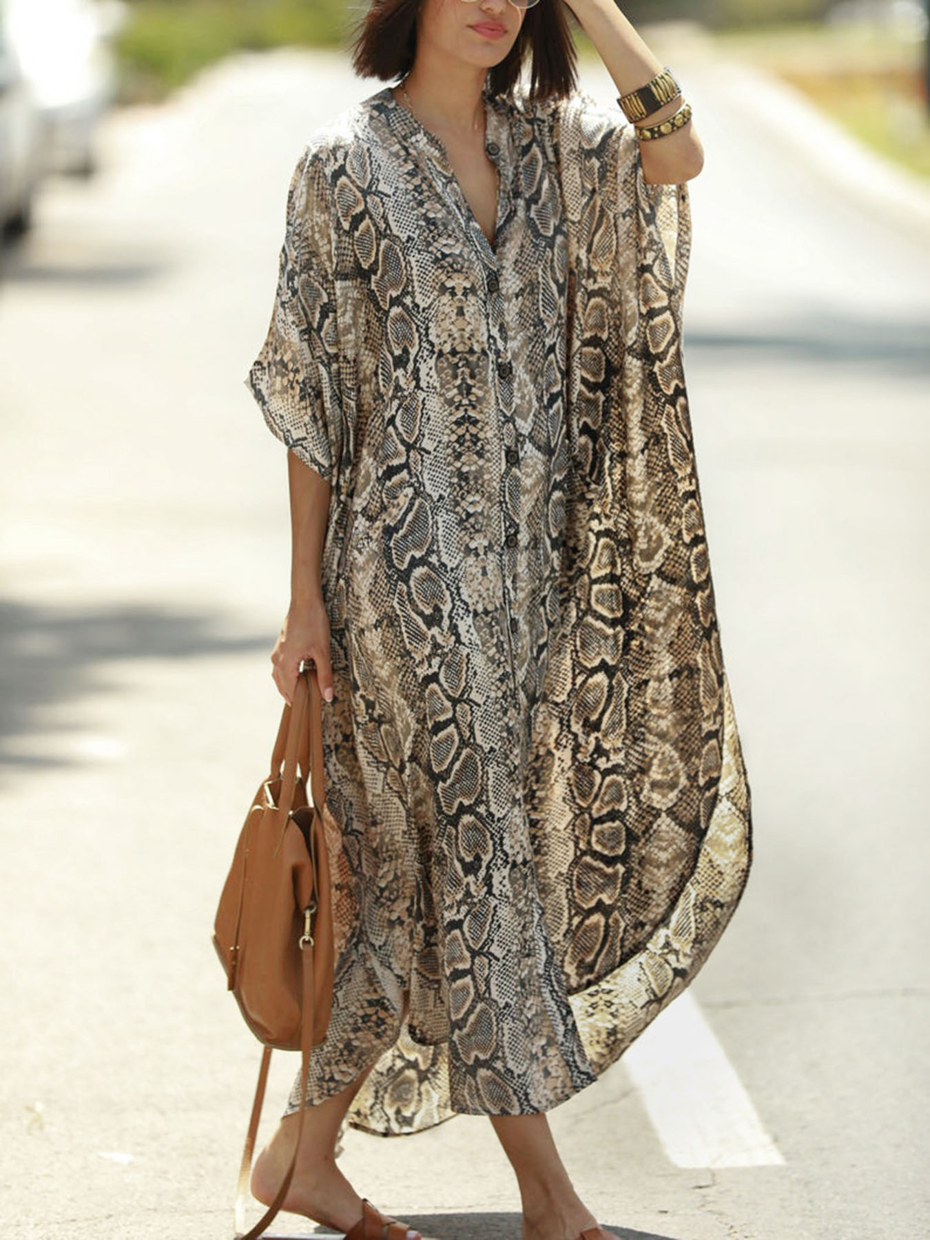 Bohemian Print Beach Cover-Up  - Cover Up Kaftan avaliação e preço