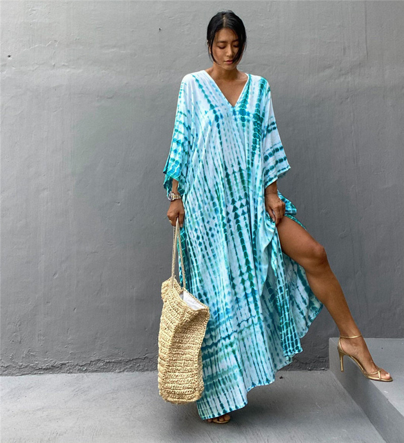 Plus Size Women Beachwear Long - Cover Up Kaftan avaliação e preço