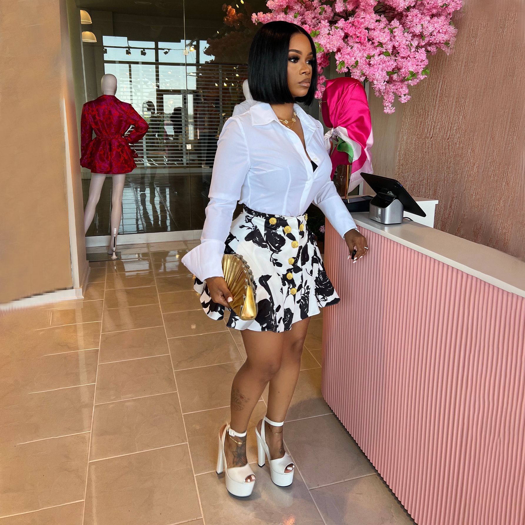 Two Piece Sets Women Skirt Set - Romper Floral Print avaliação e preço
