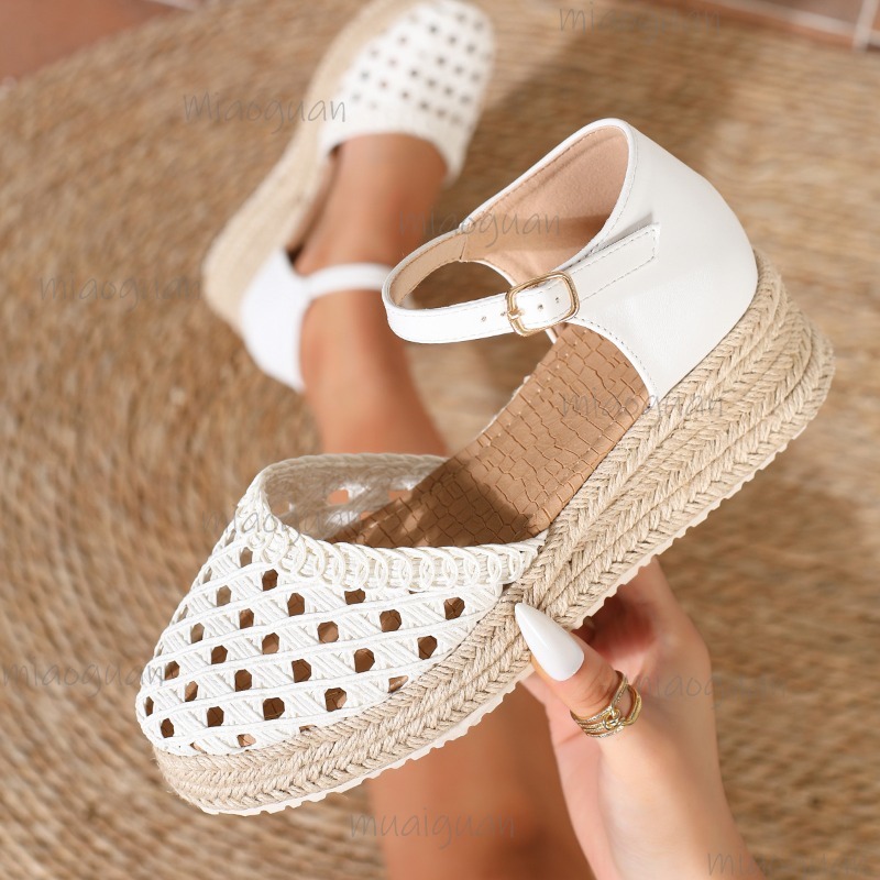 Boho Women's Hollow Out Woven  - Wedge Espadrille Women avaliação e preço