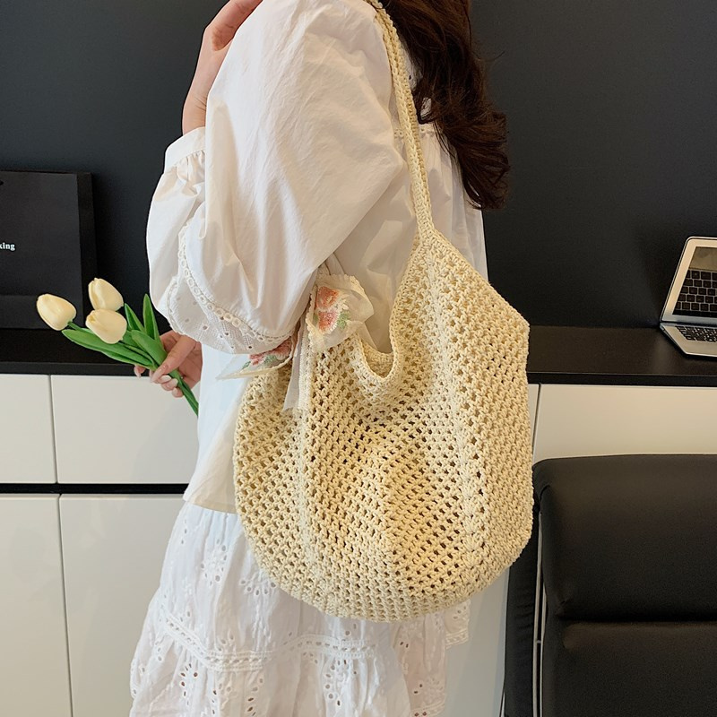 Summer Lace Bow Tote Bags Wome - Crochet Bag Raffia avaliação e preço