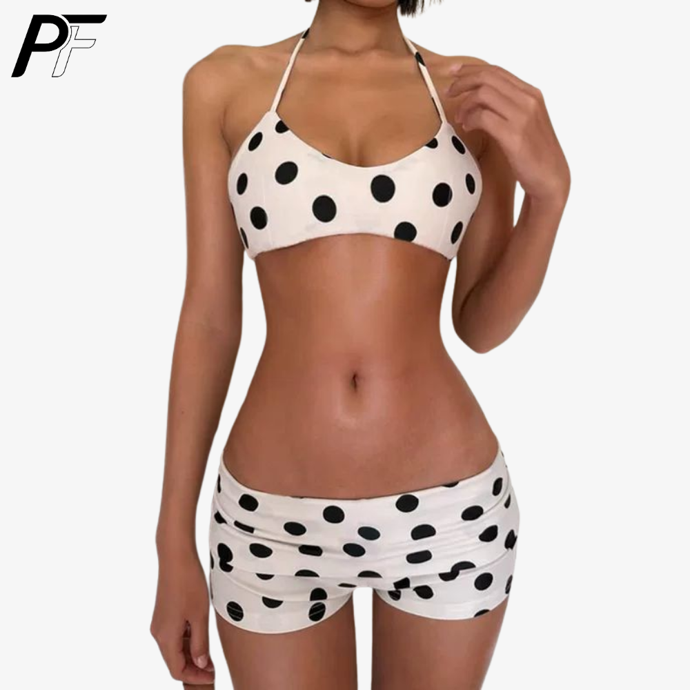 Women's Summer Polka Dot Halte - Swimsuit Bikini Ruched avaliação e preço