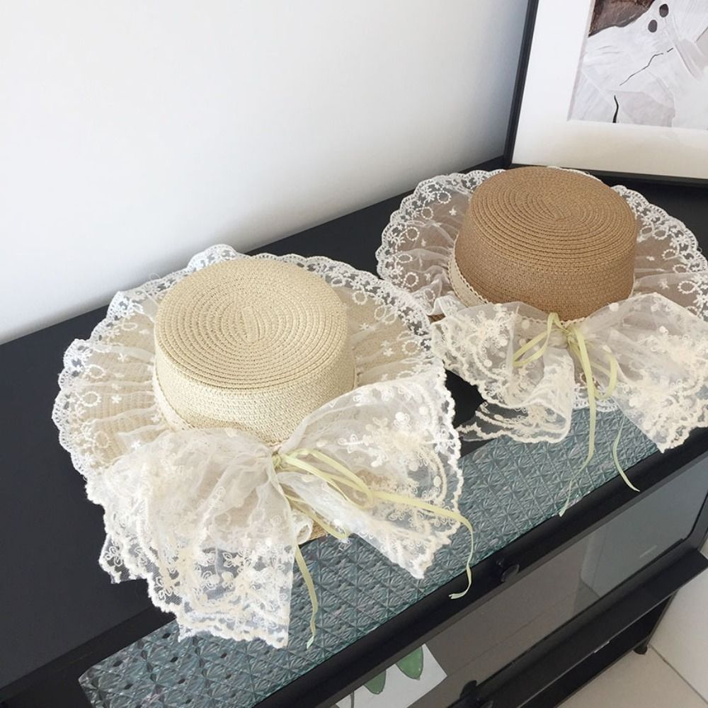 Floppy Lace Bow Sun Hat Breath - Hat Floppy Wide avaliação e preço