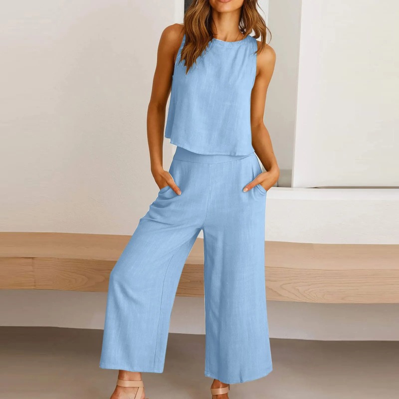 2025 New Summer Tops Cotton Li - Linen Pant Wide avaliação e preço