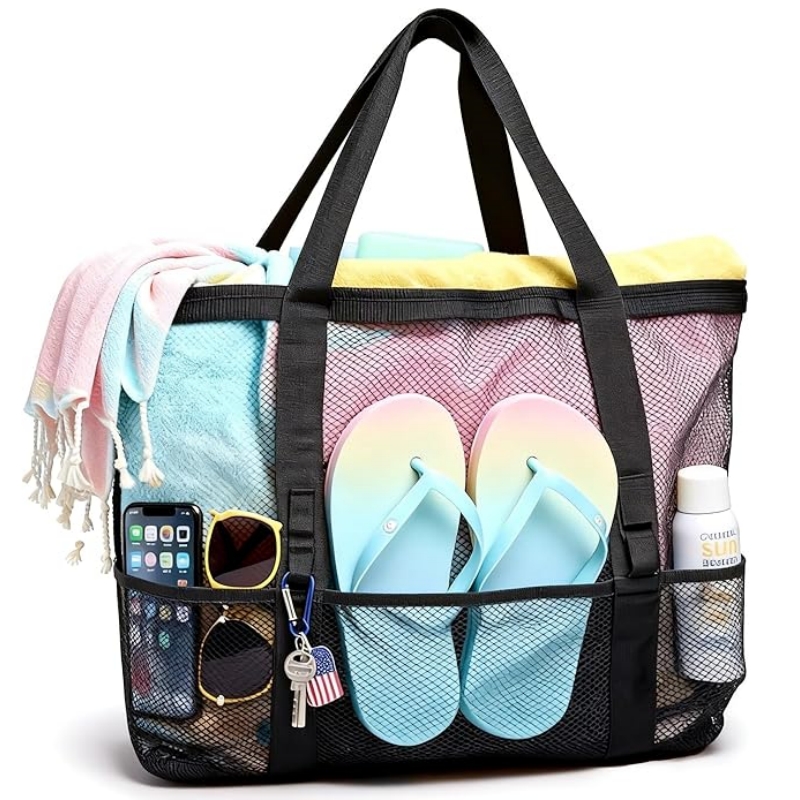 Travel Mesh Beach Bag for Wome - Tote Bag Beach avaliação e preço