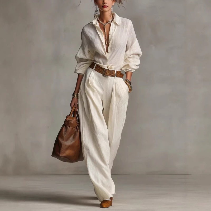 Spring Summer Temperament Soli - Linen Pant Wide avaliação e preço