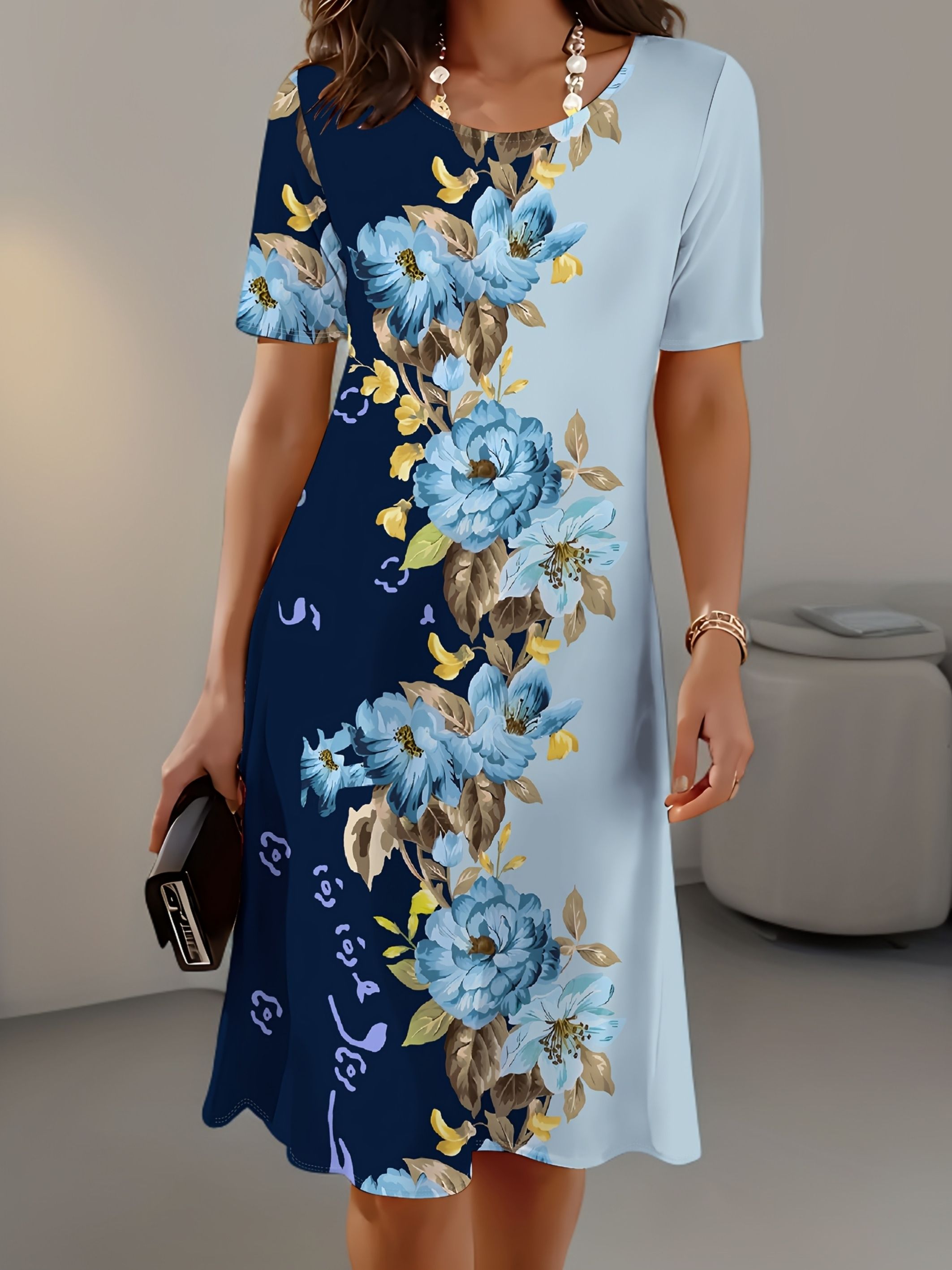 New Women Slim Summer 3D Print - Midi Skirt Floral avaliação e preço