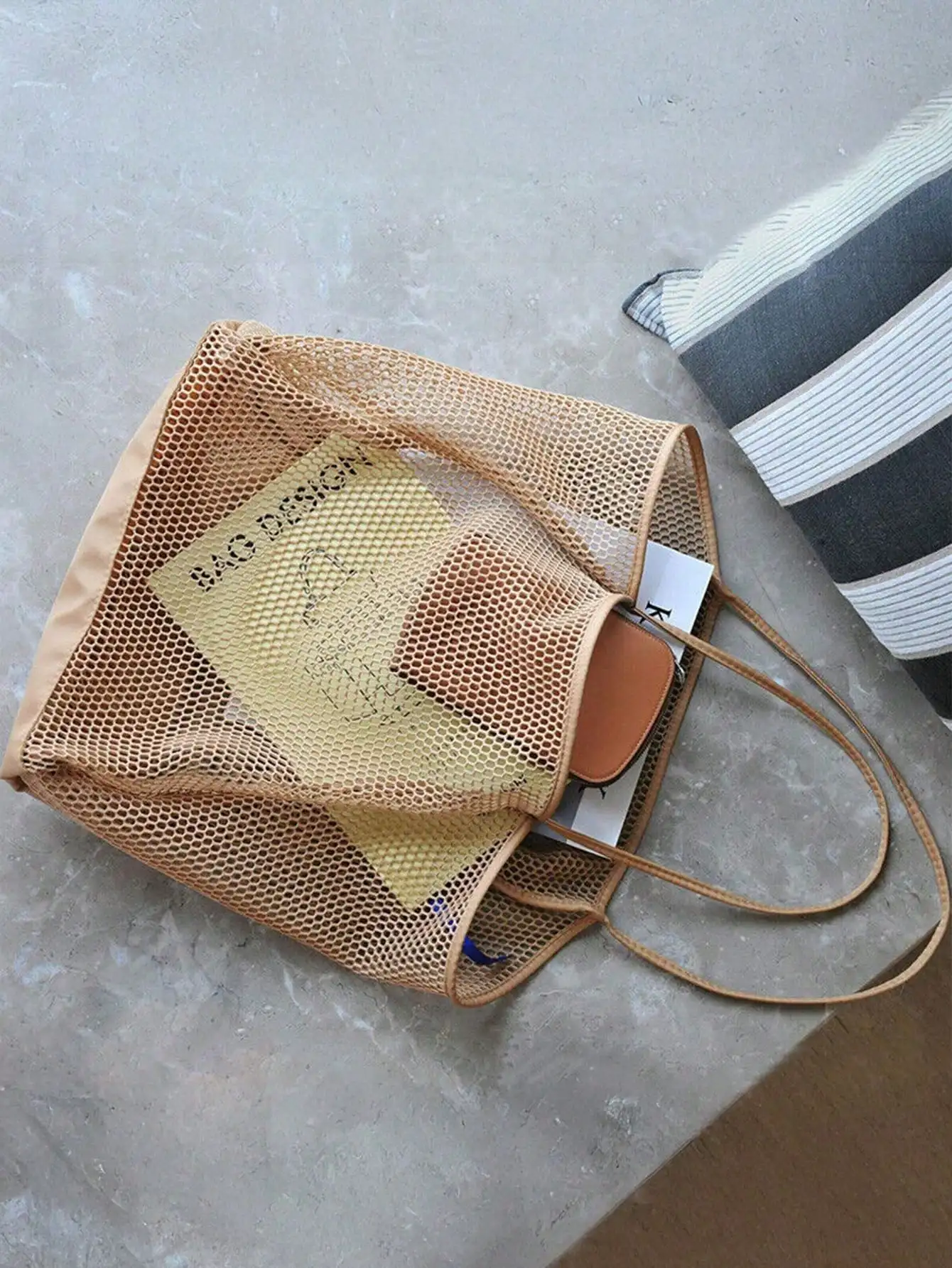 1pc Mesh Beach Tote Bag, Outdo - Tote Bag Beach avaliação e preço