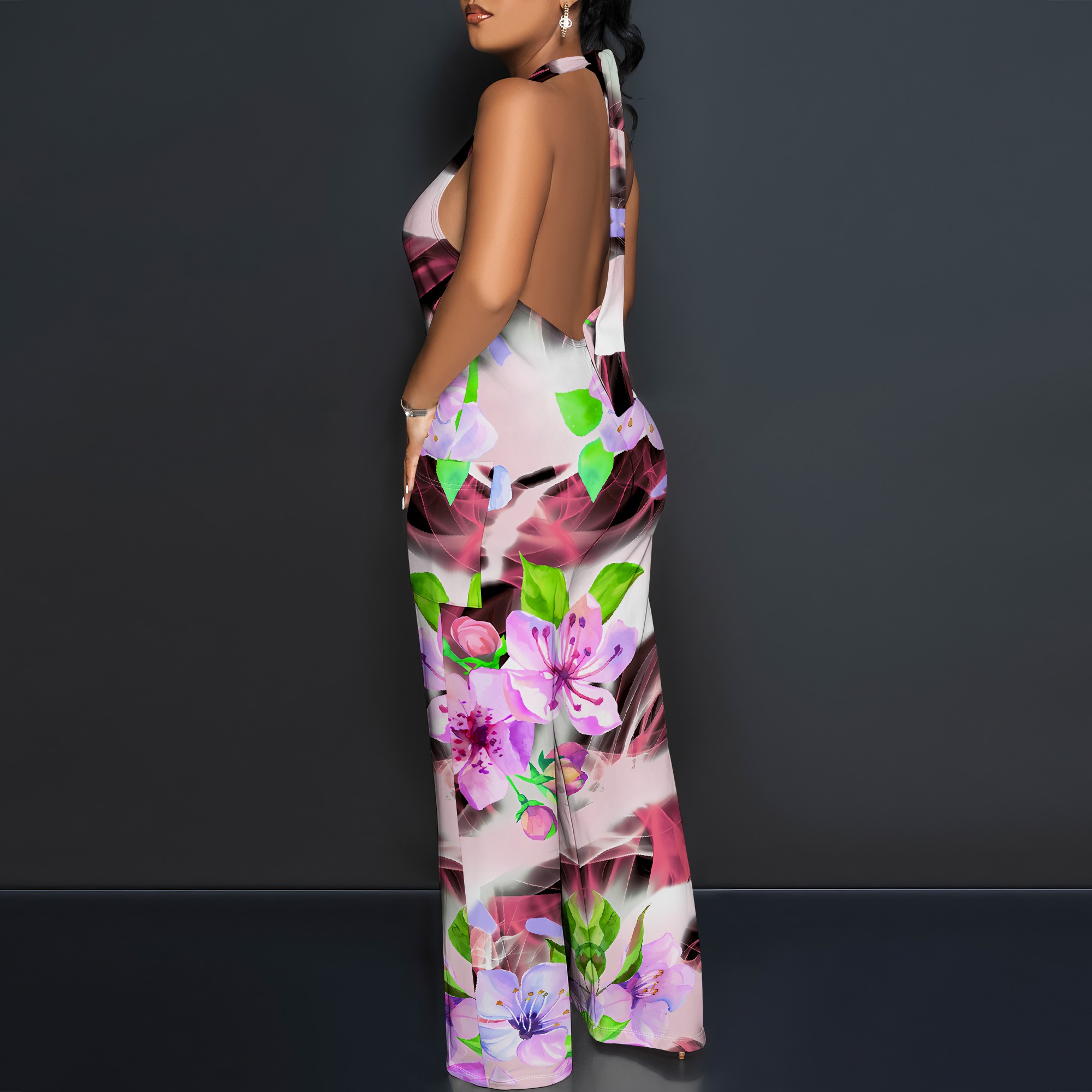 Floral Print Halter Jumpsuit - - Romper Floral Print avaliação e preço