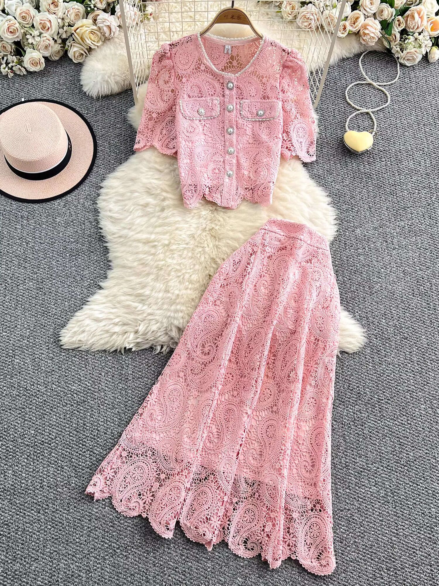 Elegant Pearl Long Dress Suits - Midi Skirt Floral avaliação e preço
