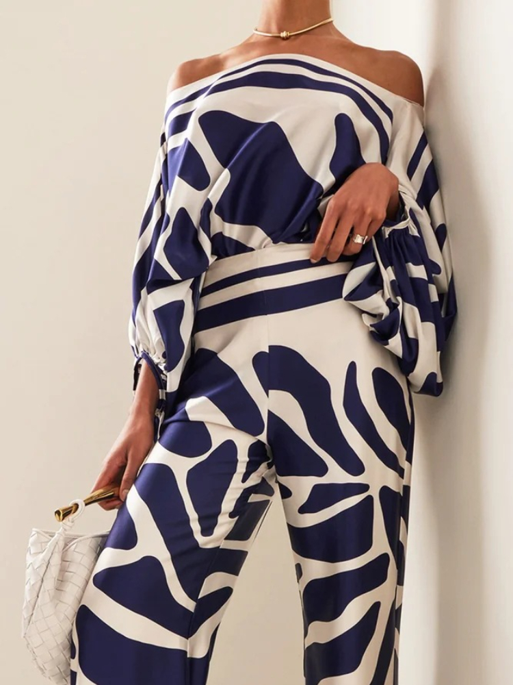 Women's Printed Satin 2-piece  - Blouse Off Shoulder avaliação e preço