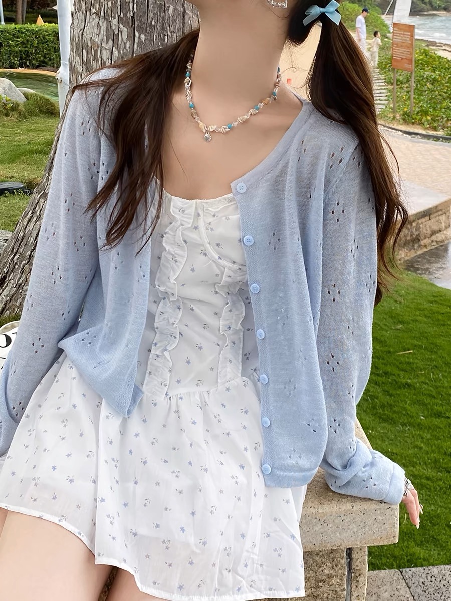 Summer Mint Green Thin Knitted - Cover Up Kaftan avaliação e preço