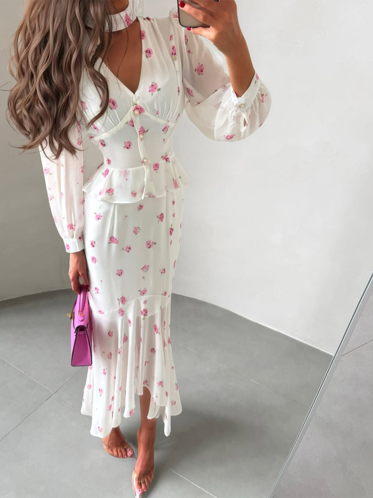 Women White Pink Floral Choker - Romper Floral Print avaliação e preço