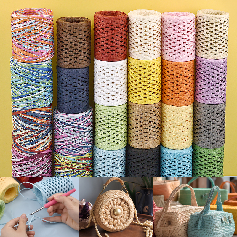 100M Natural Raffia Straw Yarn - Crochet Bag Raffia avaliação e preço