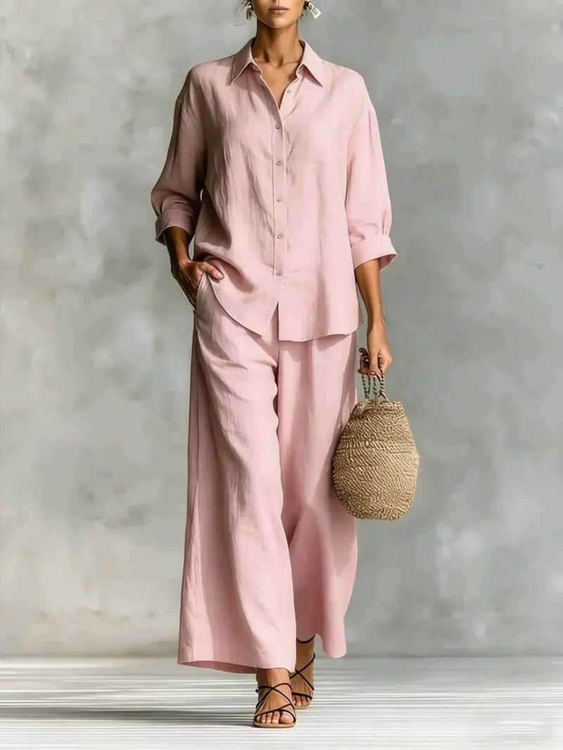 Women's New 7-Sleeve Shirt & W - Linen Pant Wide avaliação e preço