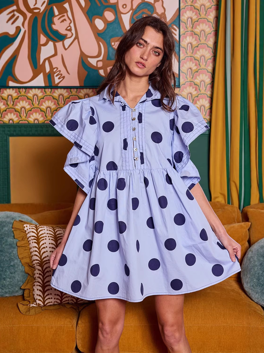 Spring Summer Polka Dot Print  - Blouse Off Shoulder avaliação e preço
