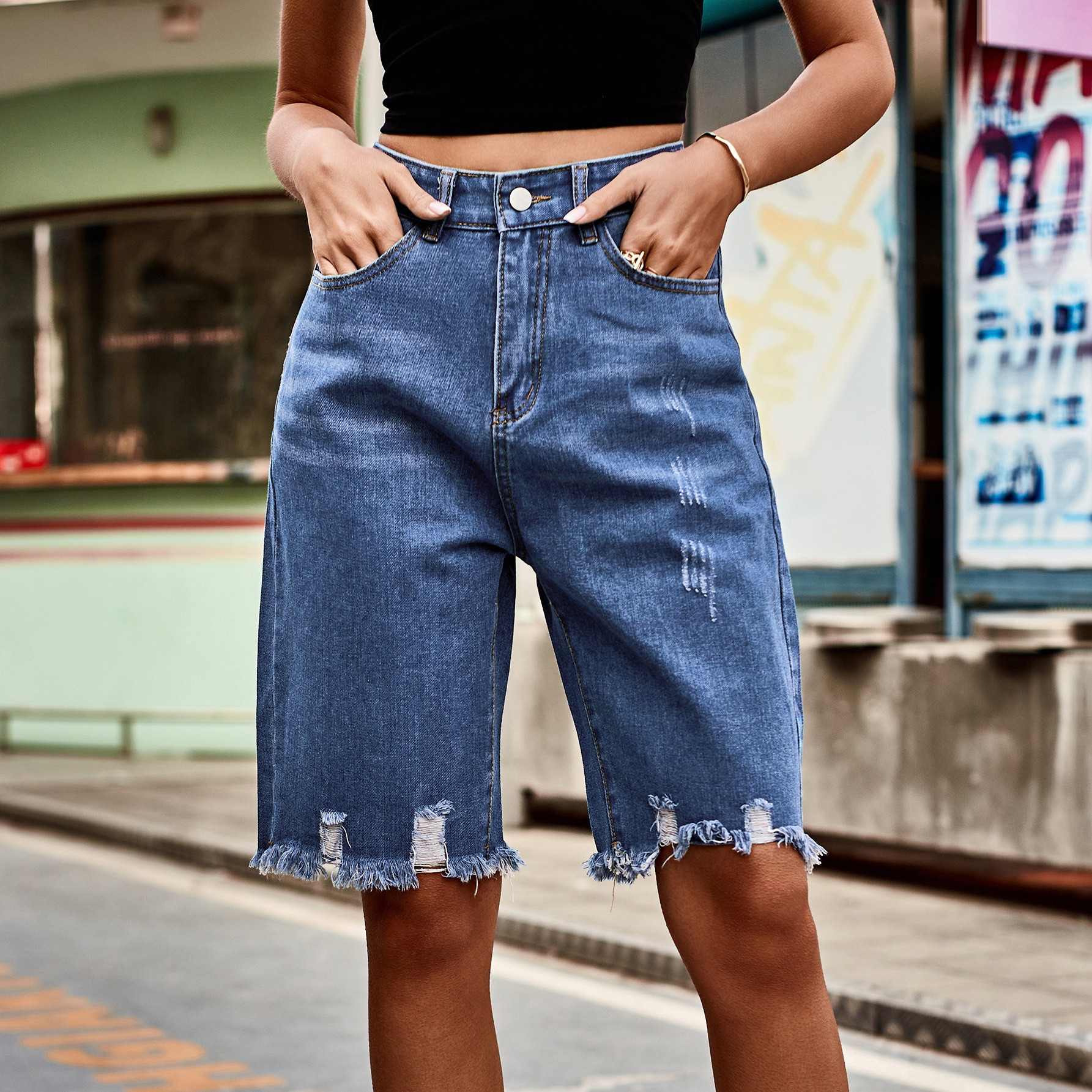 Summer Women's Clothing Distre - Shorts Denim Frayed avaliação e preço