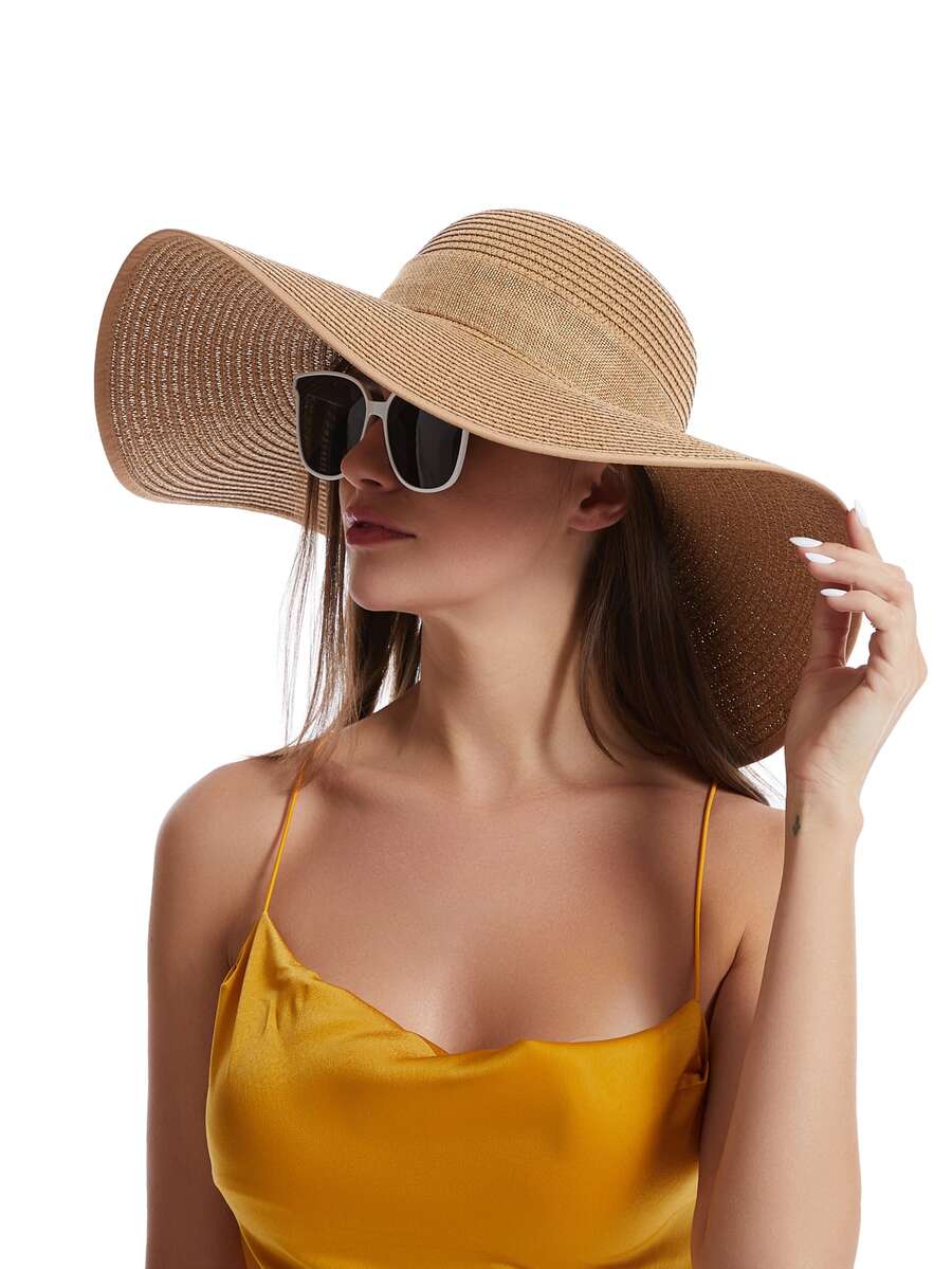 Womens Wide Brim Floppy Straw  - Hat Floppy Wide avaliação e preço