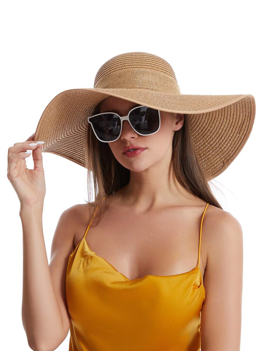 Womens Wide Brim Floppy Straw  - Hat Floppy Wide avaliação e preço
