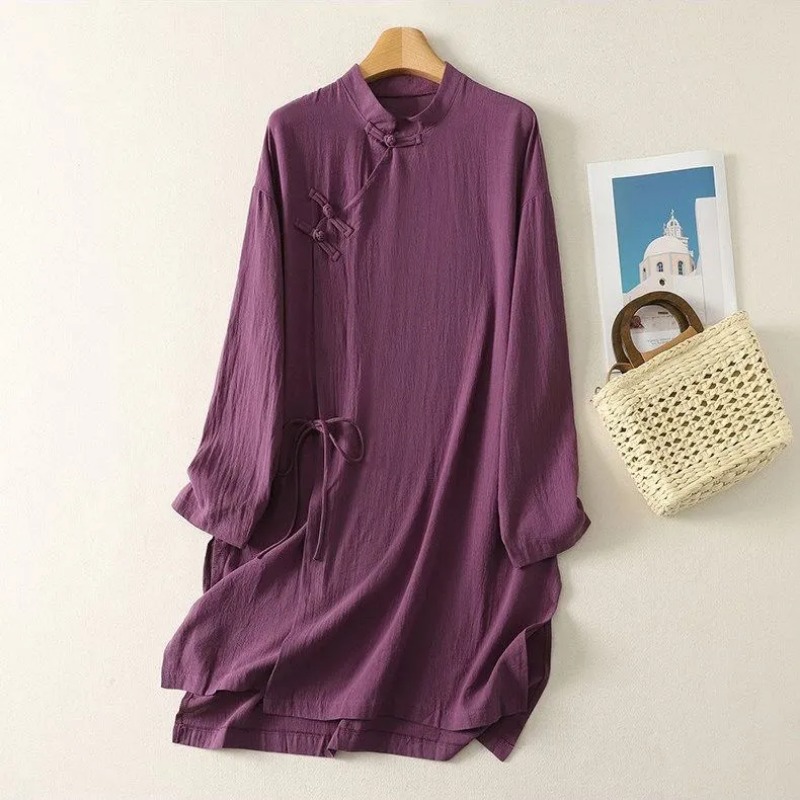 Women's Chinese Style Frog But - Linen Dress Wrap avaliação e preço