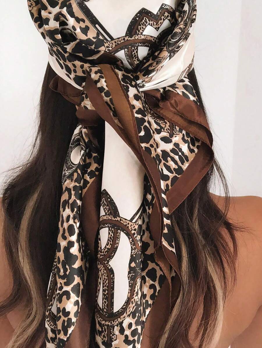1pc Leopard Print Chain & Flor - Headband Summer Knit avaliação e preço