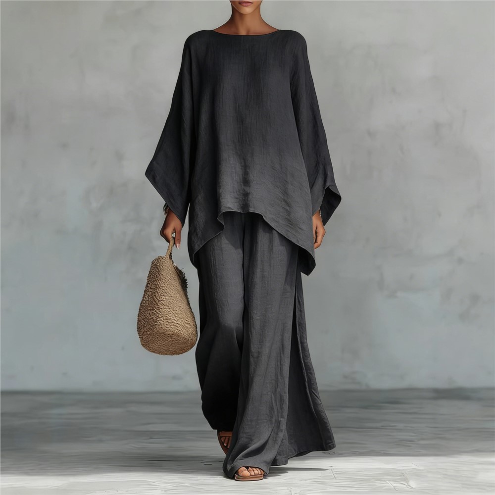 Fashion Linen Loose Long-sleev - Linen Pant Wide avaliação e preço
