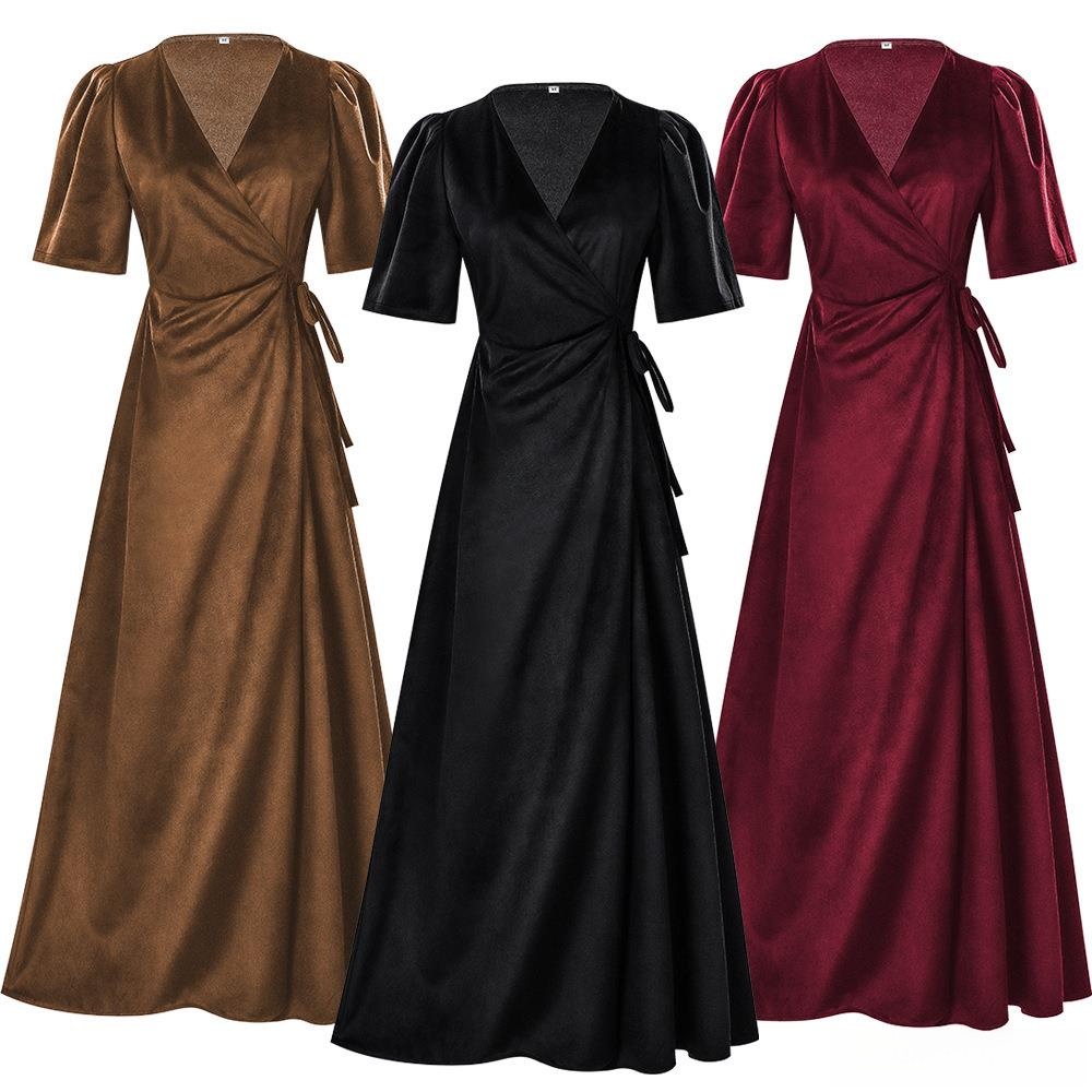 Ladies Long V-Neck Wrap Slim P - Linen Dress Wrap avaliação e preço