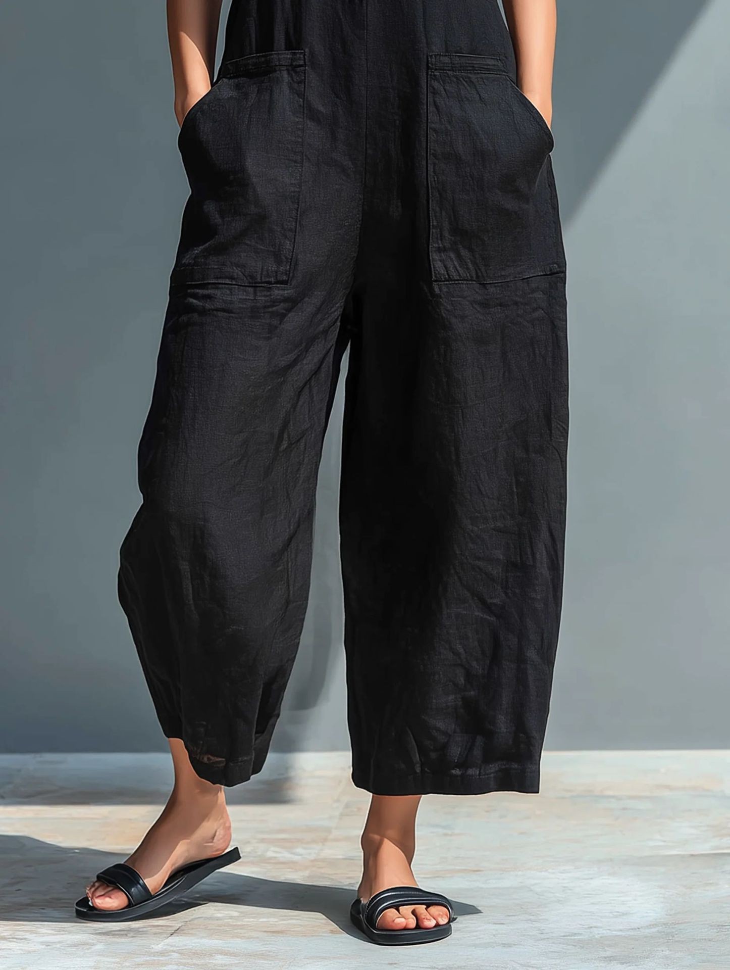 Summer Women's Clothing Sleeve - Jumpsuit Linen Relaxed avaliação e preço