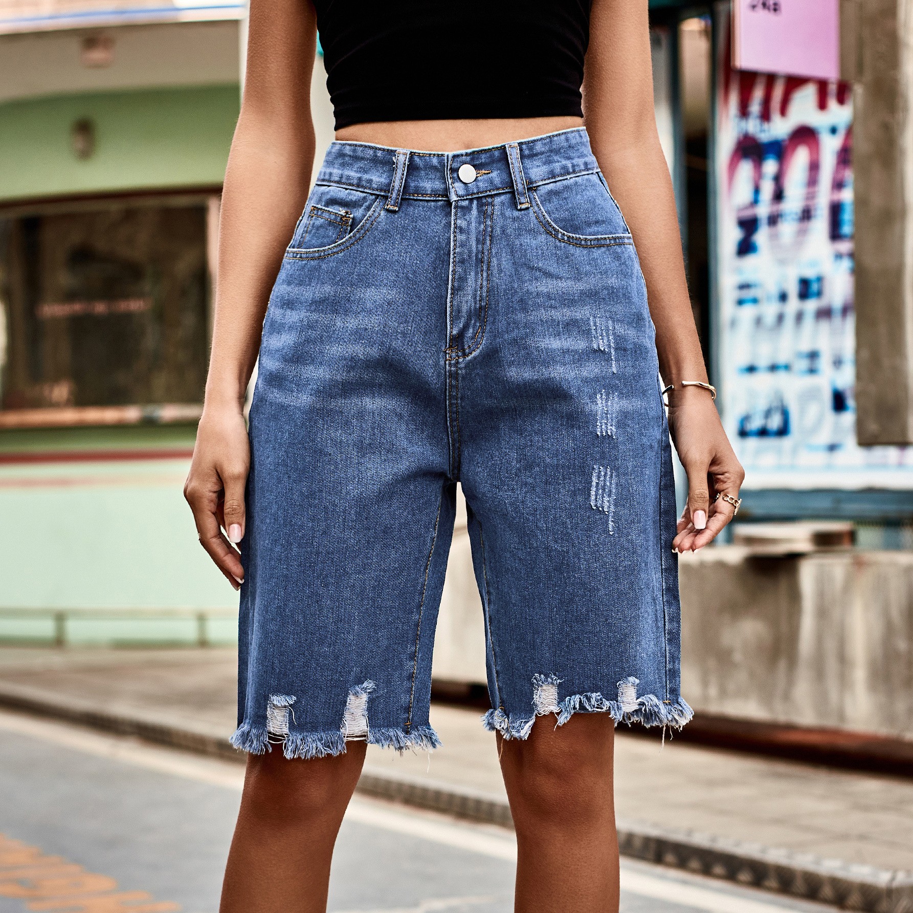 Summer Women's Clothing Distre - Shorts Denim Frayed avaliação e preço