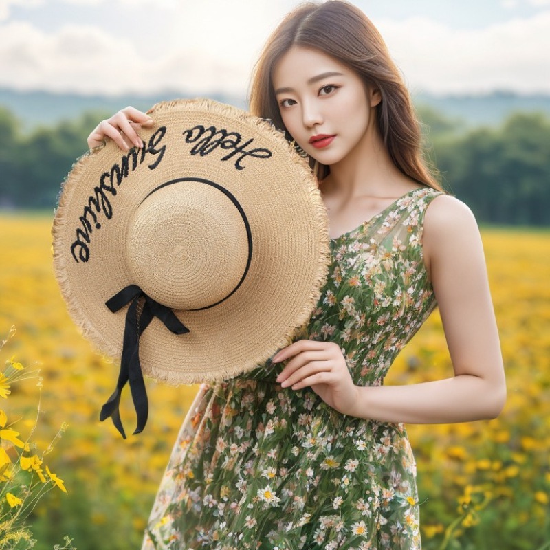 1pc Summer Floppy Beach Hats f - Hat Floppy Wide avaliação e preço