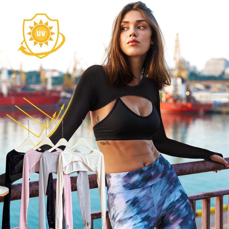 Modal Ice Silk Arm Sleeves Ult - Crop Top Crochet avaliação e preço