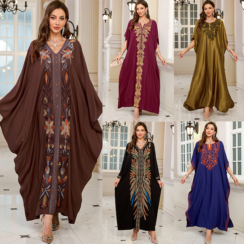 Women Embroidered Long Caftans - Cover Up Kaftan avaliação e preço