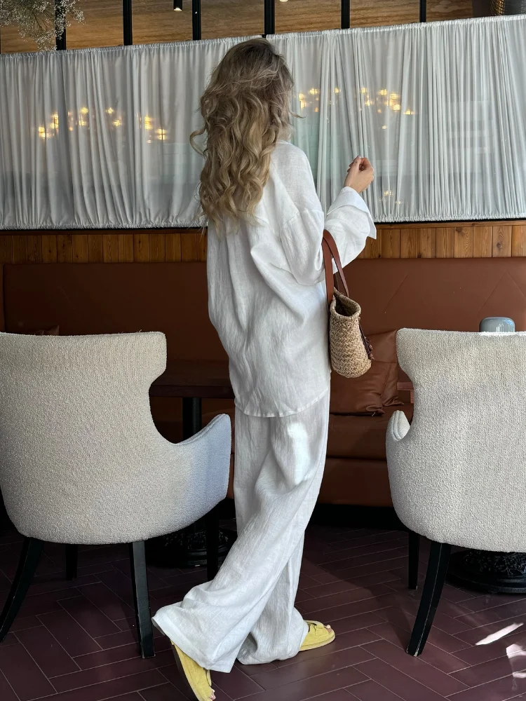 2025 Solid Casual Cotton Linen - Linen Pant Wide avaliação e preço