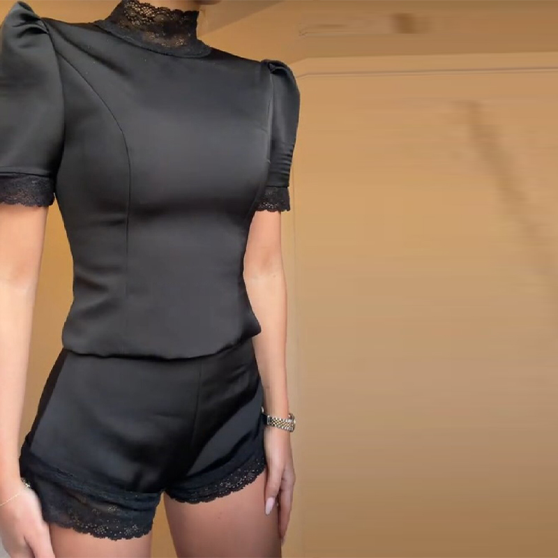 New Satin Lace Edge Top Short  - Blouse Off Shoulder avaliação e preço