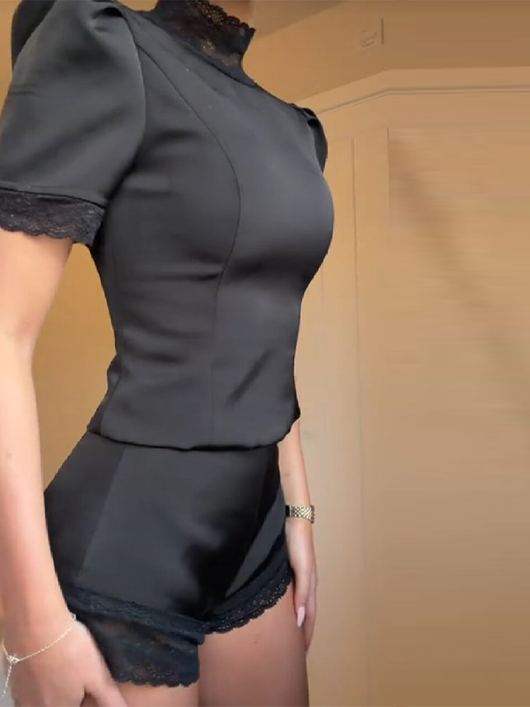 New Satin Lace Edge Top Short  - Blouse Off Shoulder avaliação e preço